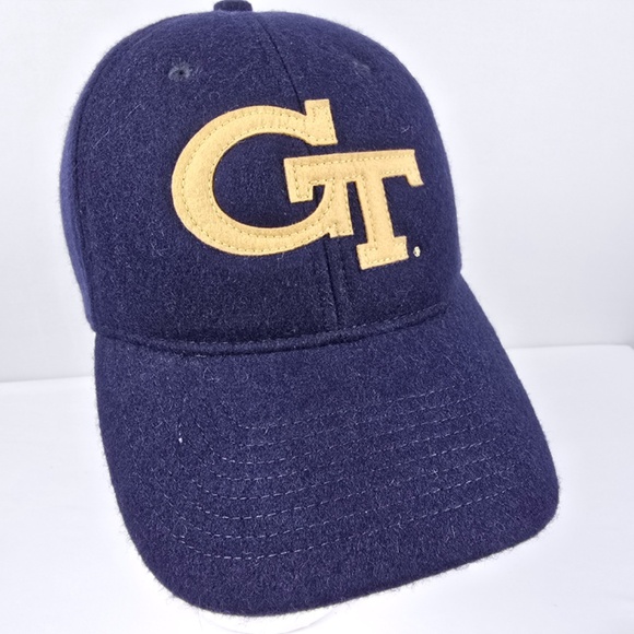Vintage Georgia Tech Yellow Jackets Wool Leather Strapback Hat - Picture 2 of 7